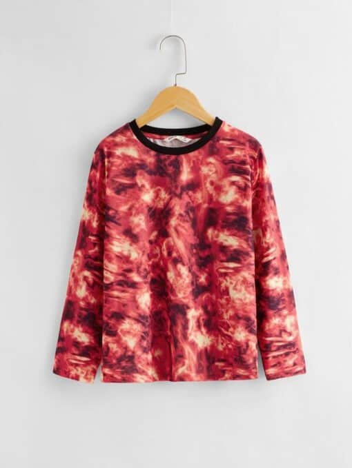 SHEIN Boys Contrast Neck Tie Dye Tee