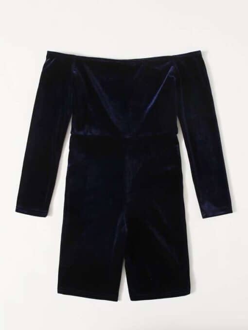 SHEIN Girls Off Shoulder Velvet Romper - Image 2