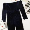 SHEIN Girls Off Shoulder Velvet Romper