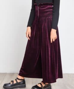 SHEIN Girls Shirred Waist Wide Leg Velvet Pants