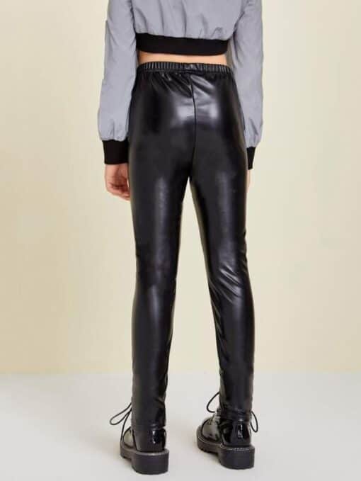 SHEIN Girls Split Hem PU Leather Pants - Image 2