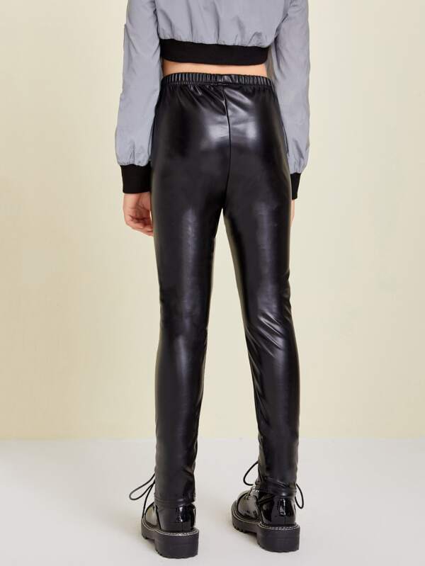 SHEIN BAE Split Hem PU Leather Leggings