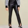 SHEIN Girls Split Hem PU Leather Pants