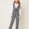 SHEIN Girls Surplice Neck Belted Linen Look Overall Jumpsuit