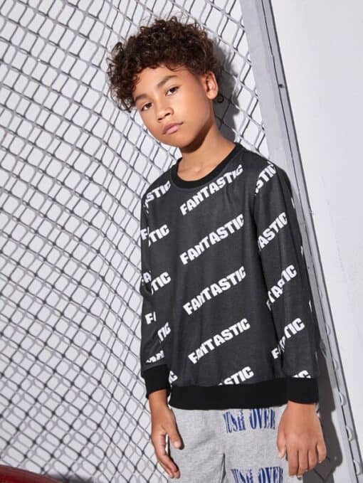 SHEIN Boys Letter Graphic Pullover - Pink Shop