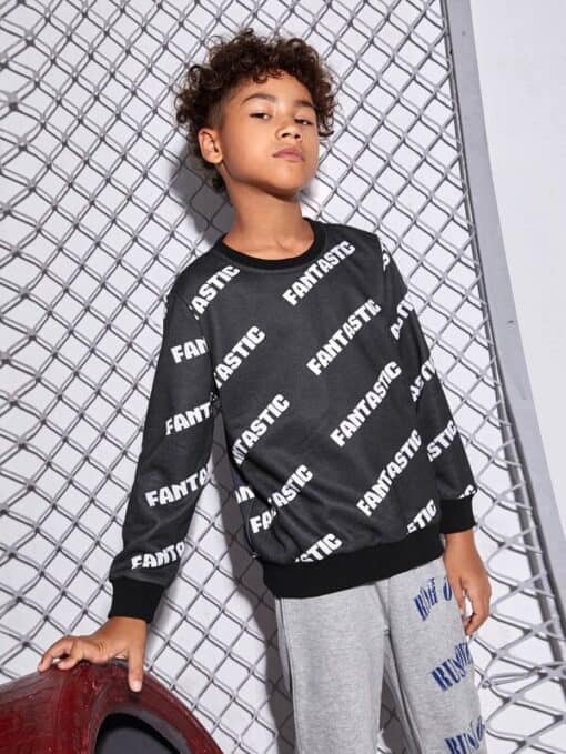 SHEIN Boys Letter Graphic Pullover