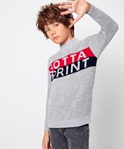 SHEIN Boys Mock-neck Letter Sweater