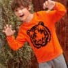 SHEIN Boys Neon Orange Tiger Print Pullover