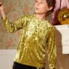 SHEIN Boys Pocket Front Velvet Tee