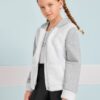 SHEIN Girls Contrast Teddy Panel Zipper Placket Hooded Jacket