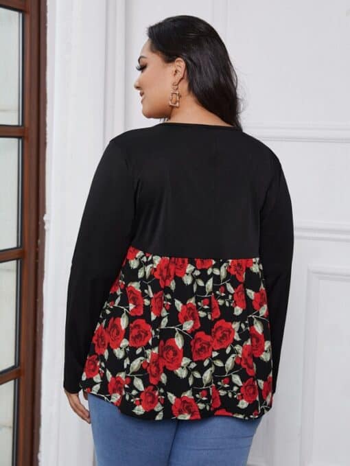 Shein Plus Floral Ruched Front Babydoll Tee - Image 2