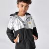 SHEIN Boys Zip Up Patched Detail Two Tone Hooded Jacket