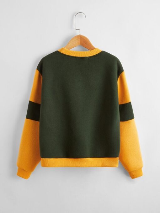 SHEIN Girls Star and Letter Graphic Colorblock Pullover - Image 2