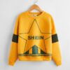 SHEIN Girls Star and Letter Graphic Colorblock Pullover