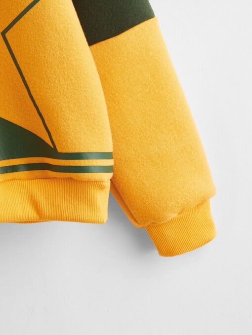 SHEIN Girls Star and Letter Graphic Colorblock Pullover - Image 3