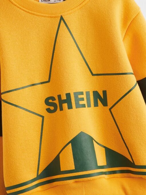 SHEIN Girls Star and Letter Graphic Colorblock Pullover - Image 4