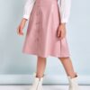 SHEIN Girls Buttoned Front PU Leather Skirt