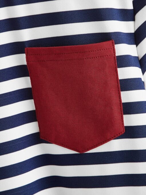 SHEIN Boys Pocket Patched Striped Ringer Tee - Image 3