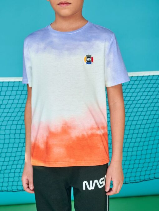 SHEIN Boys Tie Dye Patched Detail Tee - Image 4