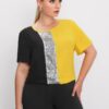 SHEIN Plus Cut-and-Sew Sequin Panel Top