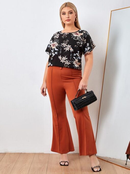 SHEIN Plus Floral Print Cuffed Top - Image 4