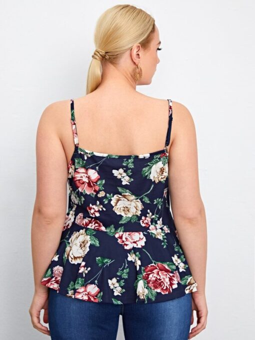 SHEIN Plus Floral Print Scallop Trim Peplum Cami Top - Image 2