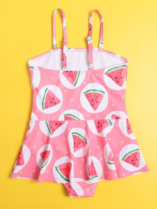 SHEIN Toddler Girls Watermelon Ruffle One Piece Swimsuit - Image 2