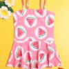 SHEIN Toddler Girls Watermelon Ruffle One Piece Swimsuit