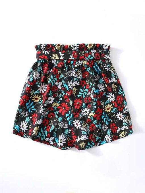 Shein Allover Floral Print Belted Paperbag Shorts - Image 2