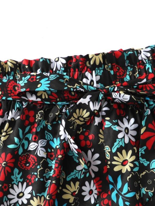 Shein Allover Floral Print Belted Paperbag Shorts - Image 3