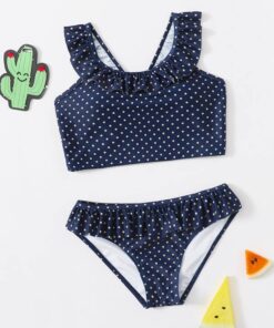 Girls Polka Dot Ruffle Bikini Swimsuit