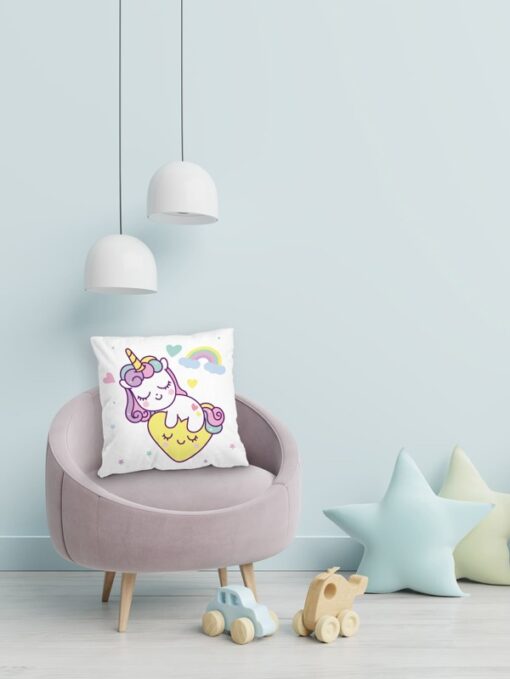 Shein Kids Cartoon Unicorn Print Cushion Cover Without Filler - Image 3
