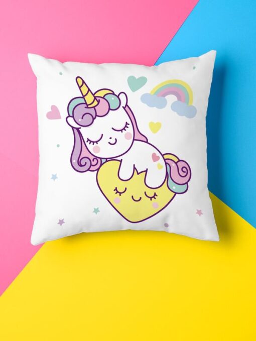 Shein Kids Cartoon Unicorn Print Cushion Cover Without Filler - Image 4