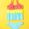 Shein Toddler Girls Color Block Scalloped Trim Bikini Swimsuit