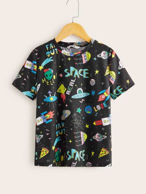 SHEIN Boys Graffiti Print Tee