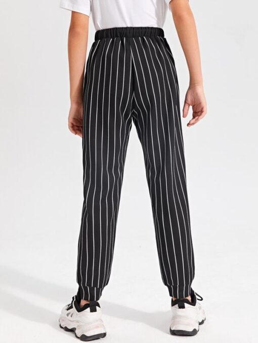 SHEIN Boys Knot Waist Striped Pants - Pink Shop