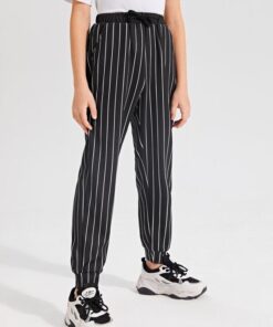 SHEIN Boys Knot Waist Striped Pants