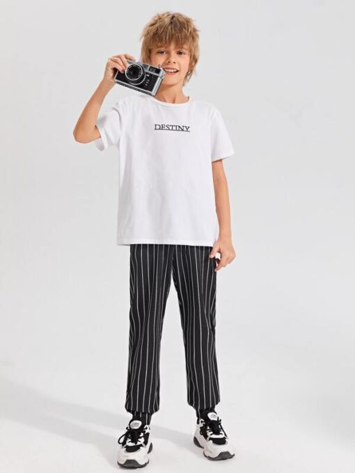 SHEIN Boys Knot Waist Striped Pants - Image 4