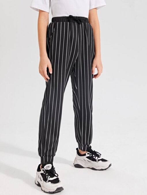 SHEIN Boys Knot Waist Striped Pants