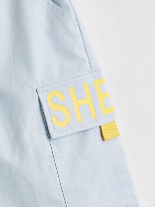 SHEIN Boys Letter Graphic Flap Pocket Patched Shorts - Image 4