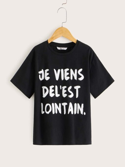 SHEIN Boys Slogan Graphic Top