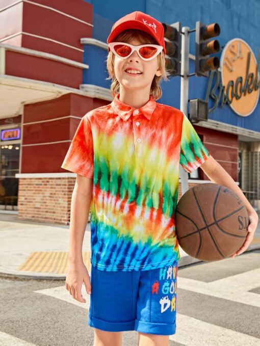 SHEIN Boys Tie Dye Polo Shirt - Image 2