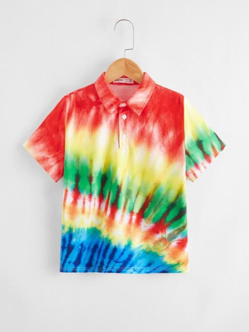 SHEIN Boys Tie Dye Polo Shirt