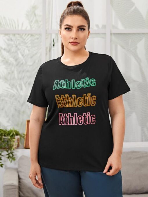 Shein Plus Letter Graphic Sports Tee