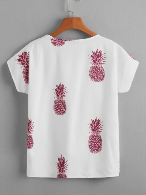 SHEIN Batwing Sleeve Pineapple Print Top - Image 2