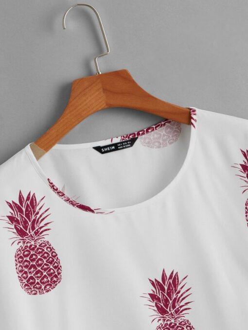 SHEIN Batwing Sleeve Pineapple Print Top - Image 3
