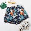 SHEIN Girls Fringe Hem Floral Shorts