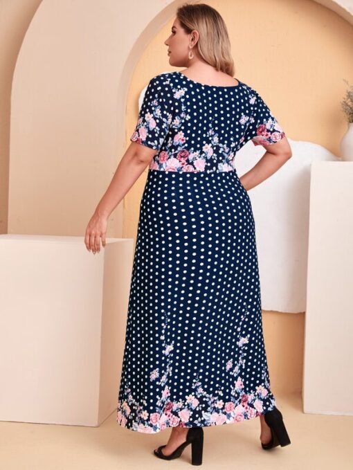 SHEIN Plus Polka Dot & Floral Print Dress - Image 3