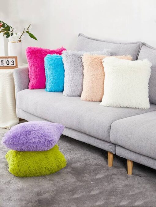 Shein Plain Plush Cushion Cover Without Filler - Image 3