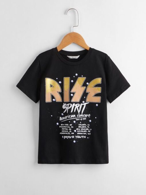 SHEIN Boys Slogan Graphic Tee